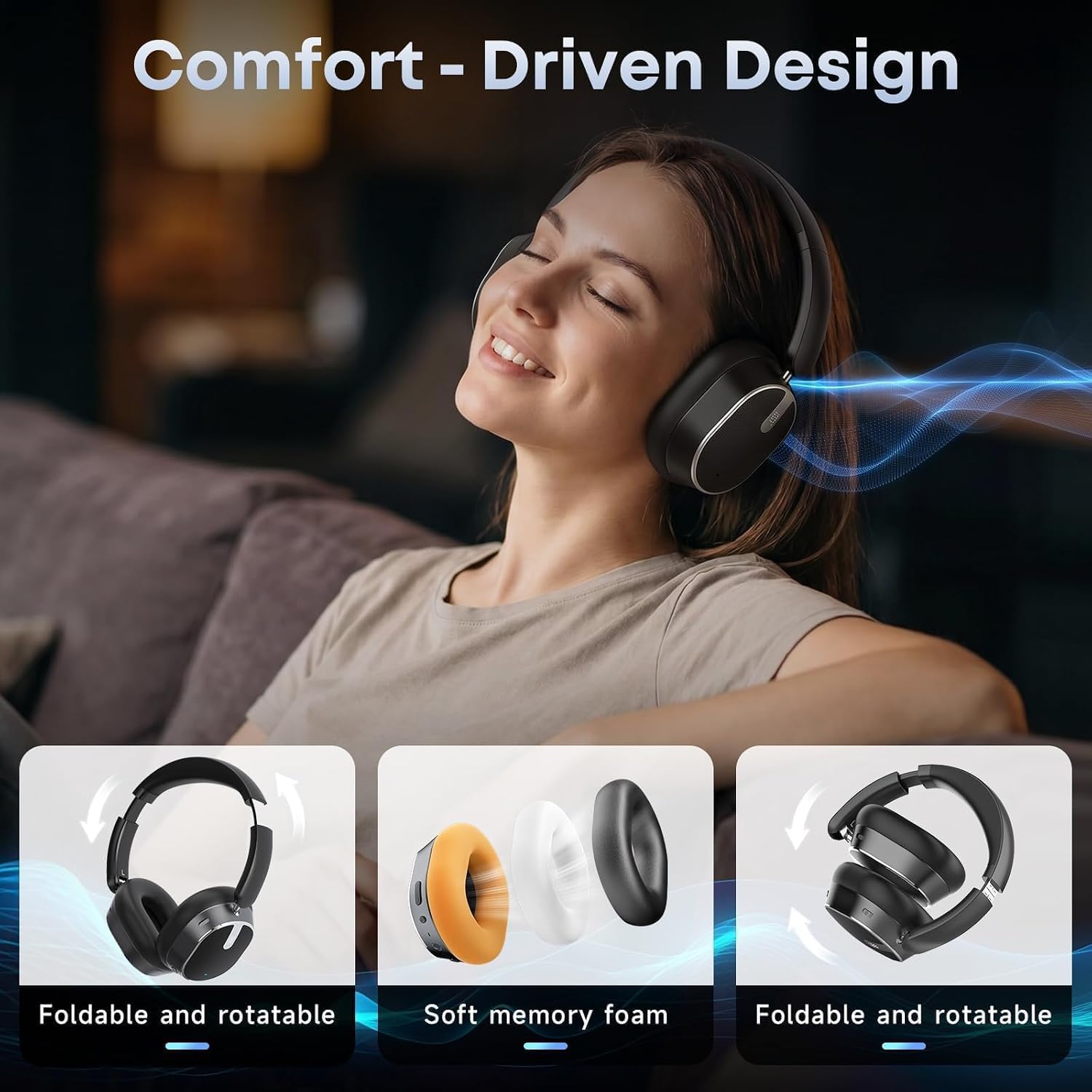 Hybrid Active Noise Cancelling Bluetooth Headphones Wireless Headphones - Image 7