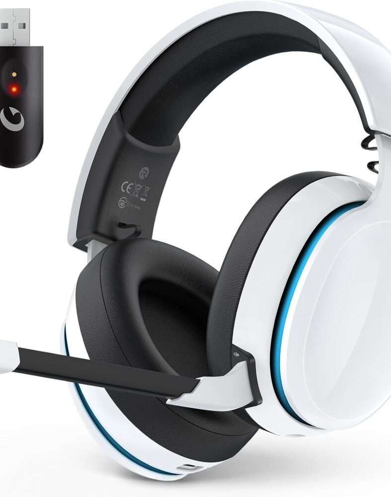 AOC 2.4GHz Wireless Gaming Headset for PS5, PS4, PC, Switch, 45Hr, White