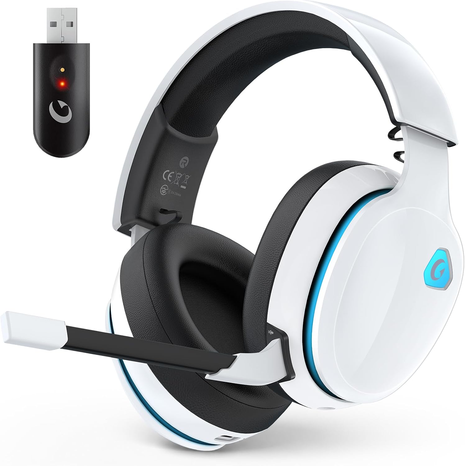 AOC 2.4GHz Wireless Gaming Headset for PS5, PS4, PC, Switch, 45Hr, White
