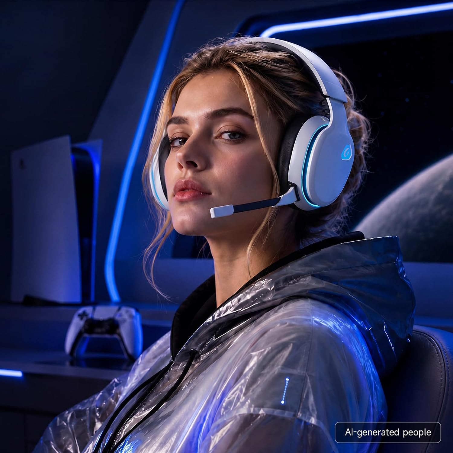 AOC 2.4GHz Wireless Gaming Headset for PS5, PS4, PC, Switch, 45Hr, White - Image 8