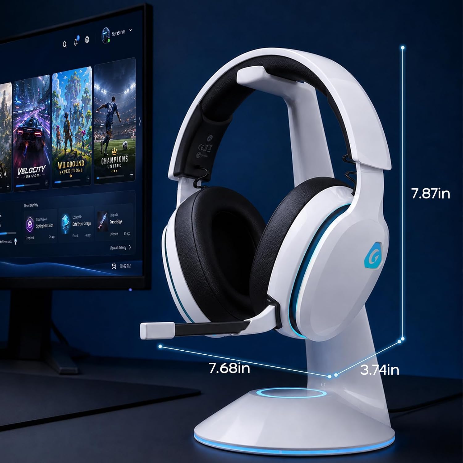 AOC 2.4GHz Wireless Gaming Headset for PS5, PS4, PC, Switch, 45Hr, White - Image 9